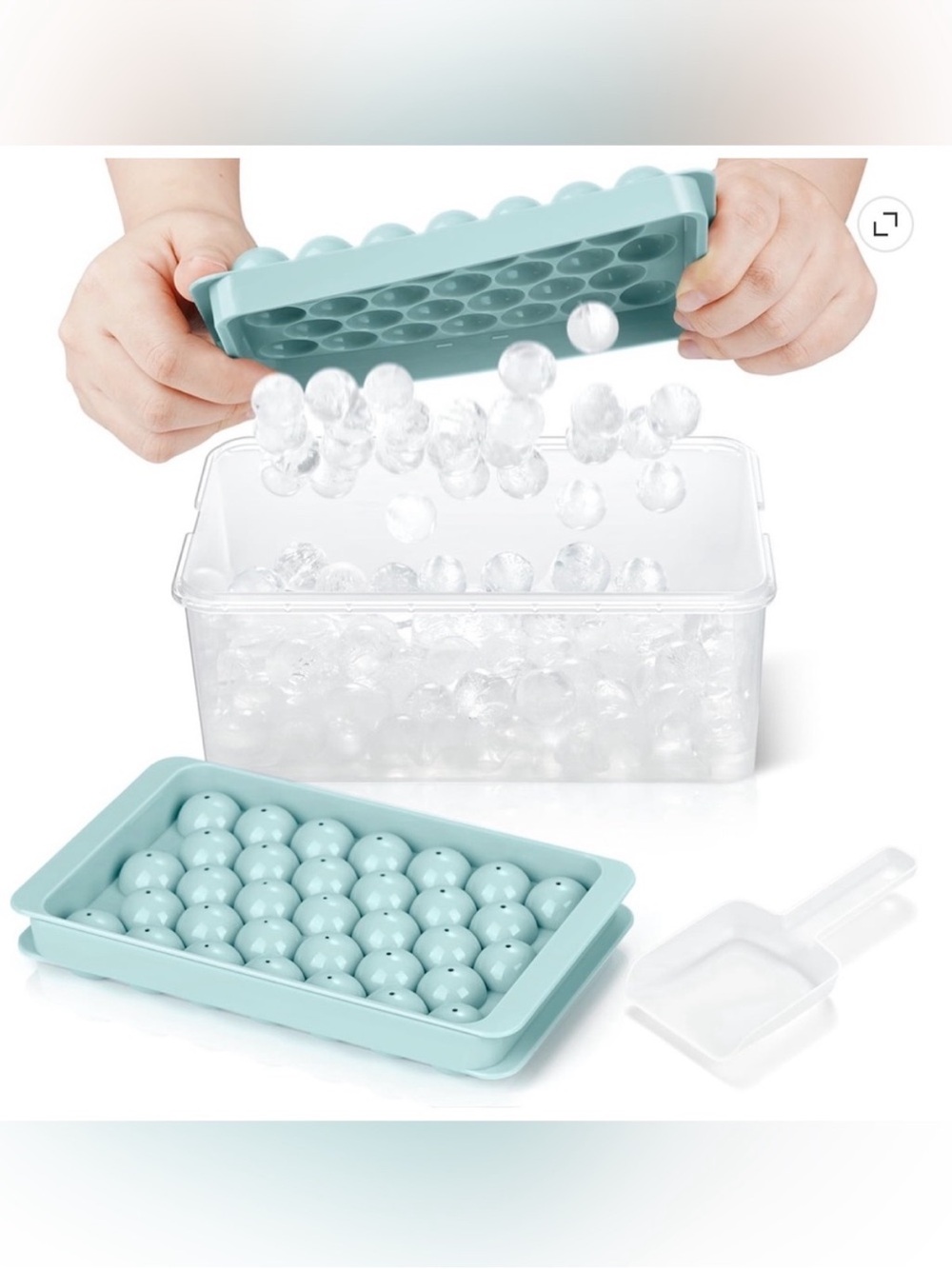 Silicone Spherical Ice Mold Tray with Storage Bin